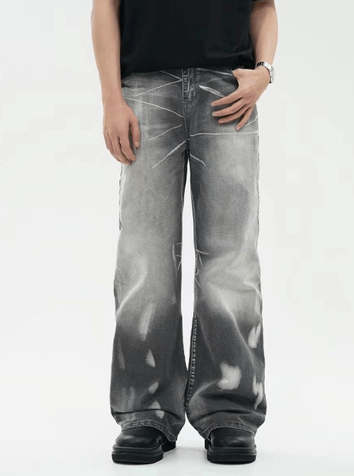 Japanese Brand × Jean Distressed washed American loose flared wide-leg jeans Size US 32 / EU 48 - 1 Thumbnail
