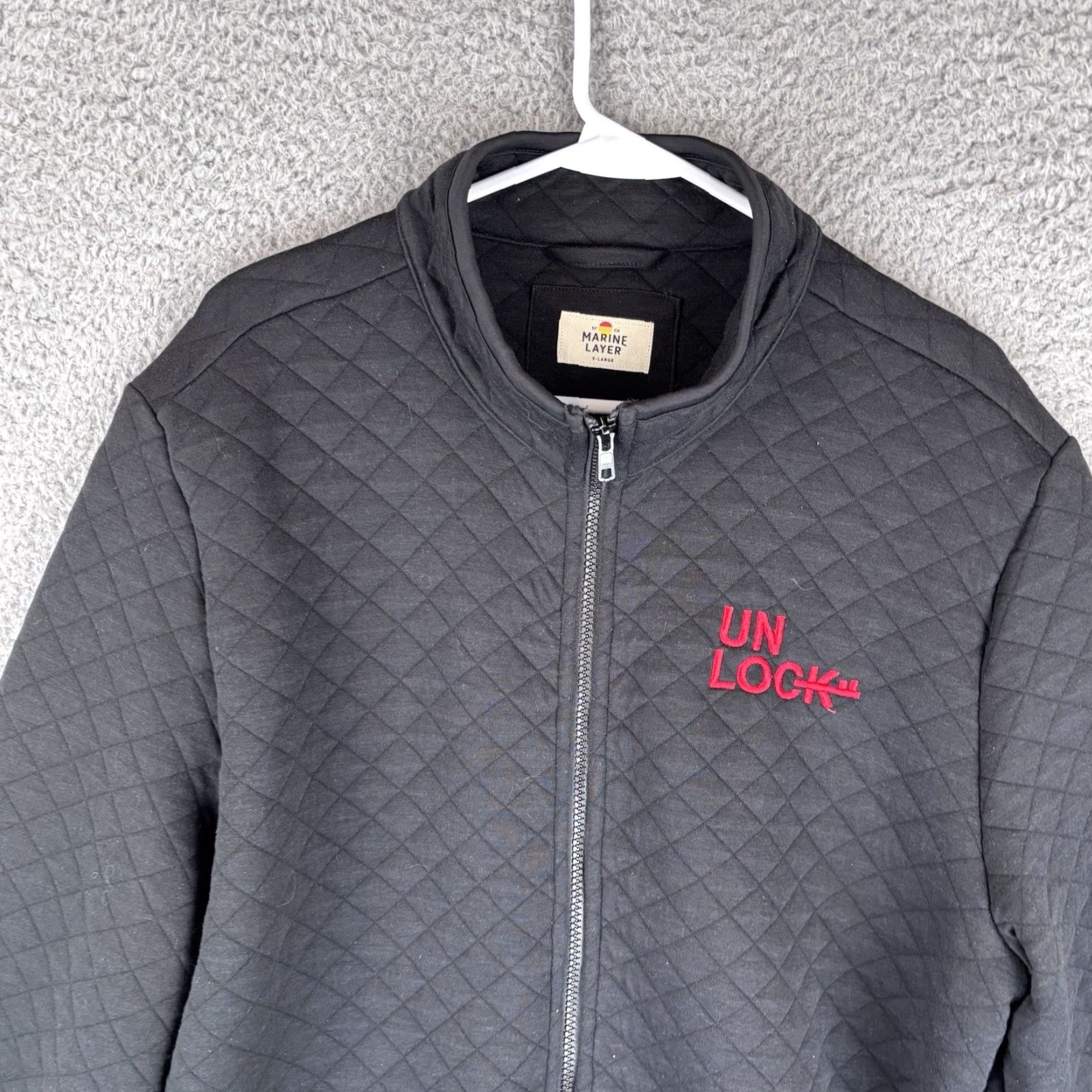 Marine Layer Marine Layer Jacket Mens XL Black Corbett Quilted Full Zip Un Lock Logo Vintage No Size US XL / EU 56 / 4 - 2 Thumbnail