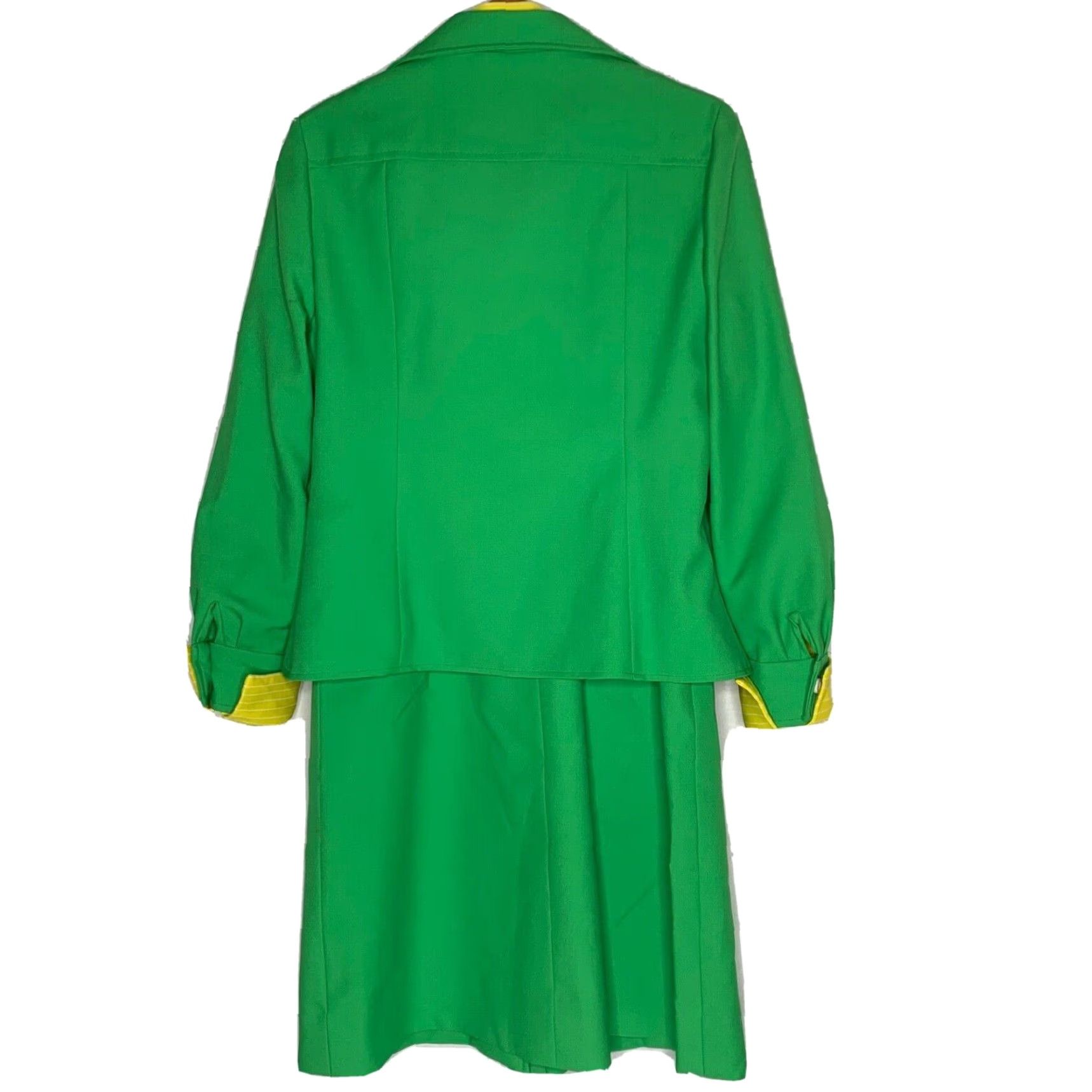 Vintage VINTAGE California Girl Dress and Jacket Set 1960s Green Yellow Mod Stripe Size 12 Womens Size XL / US 12-14 / IT 48-50 - 3 Thumbnail