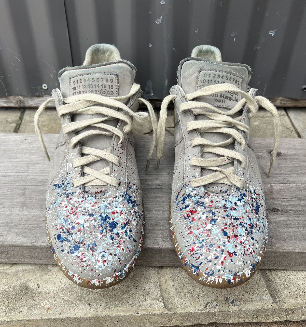 image of Maison Margiela Paint Replica Shoes in Grey, Men's (Size 11)