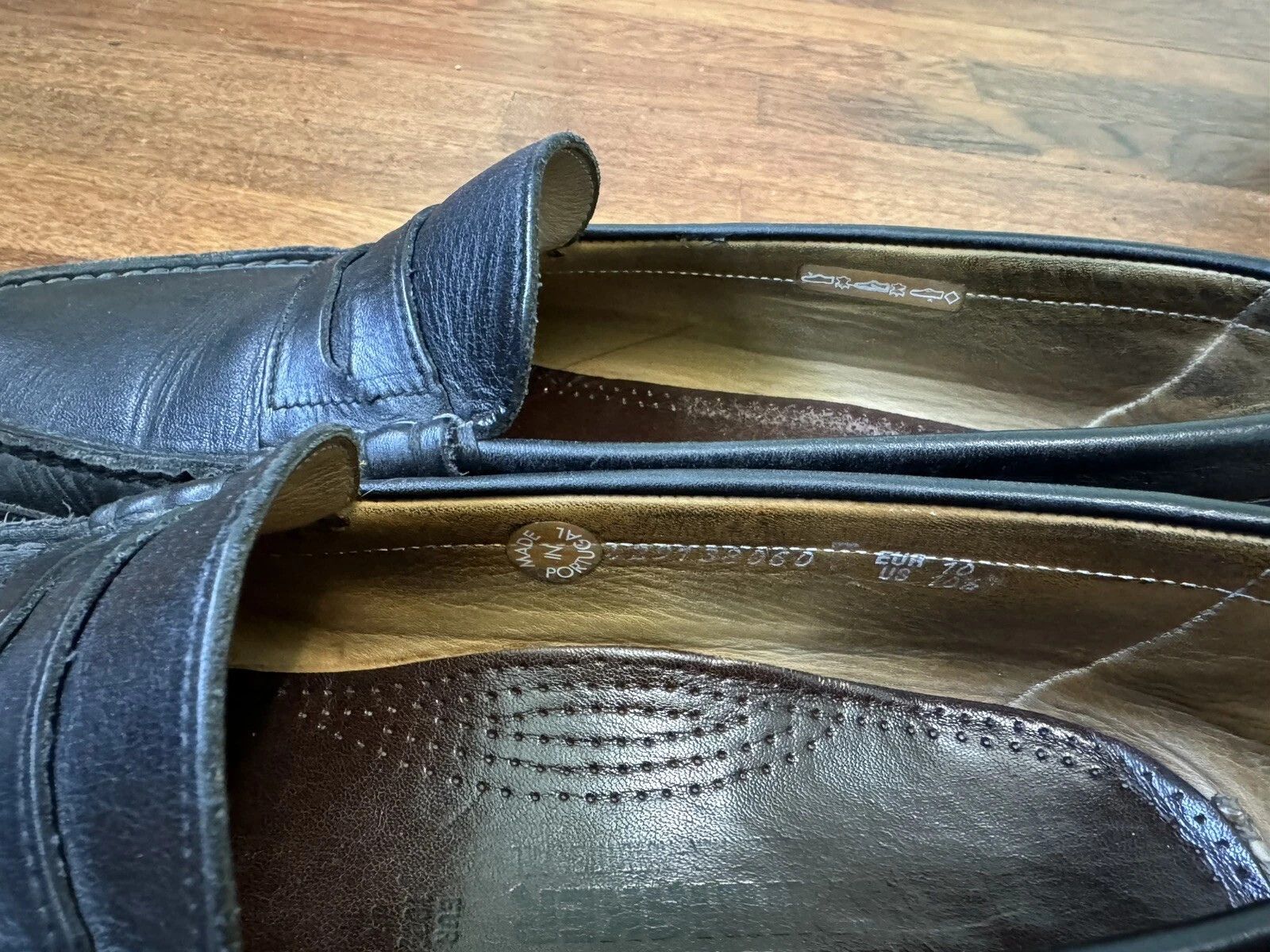 Mephisto Black Leather Cap Vert Boat Shoe Loafers Size 10.5