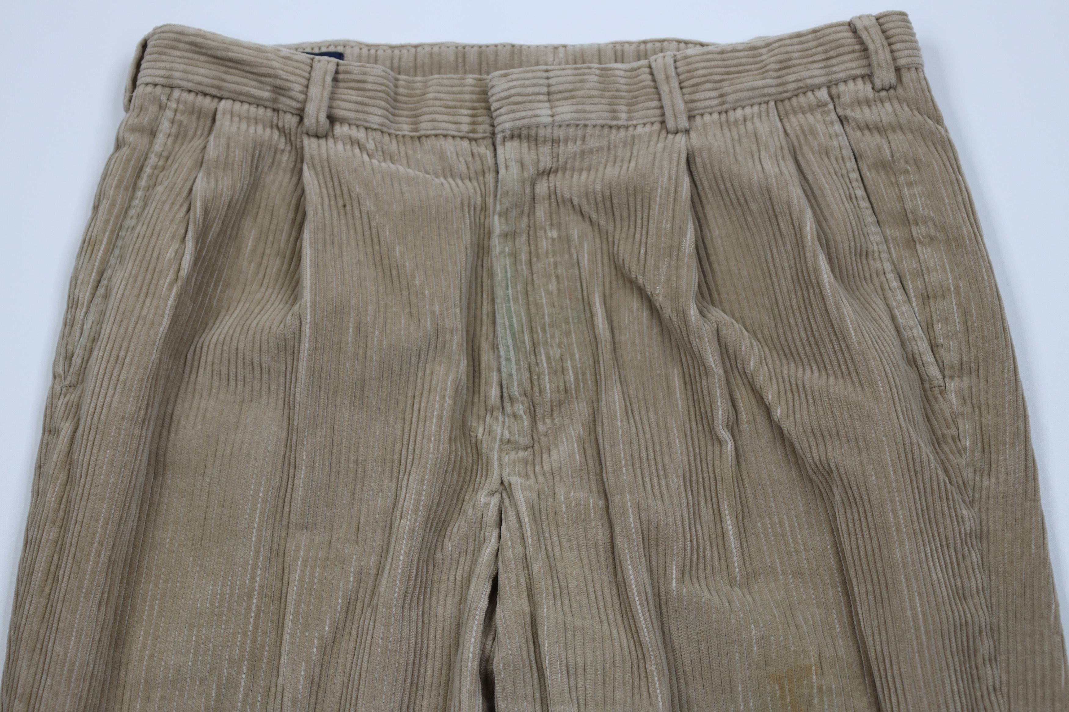Lands' End Vintage 80s Lands End Wide Leg Corduroy Chino Pants USA Size US 34 / EU 50 - 2 Thumbnail