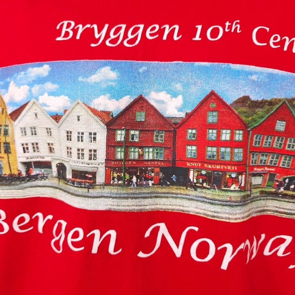 Vintage VINTAGE Bergen Norway T Shirt Mens Size Medium Red Bryggen 10th Century Size US M / EU 48-50 / 2 - 3 Thumbnail