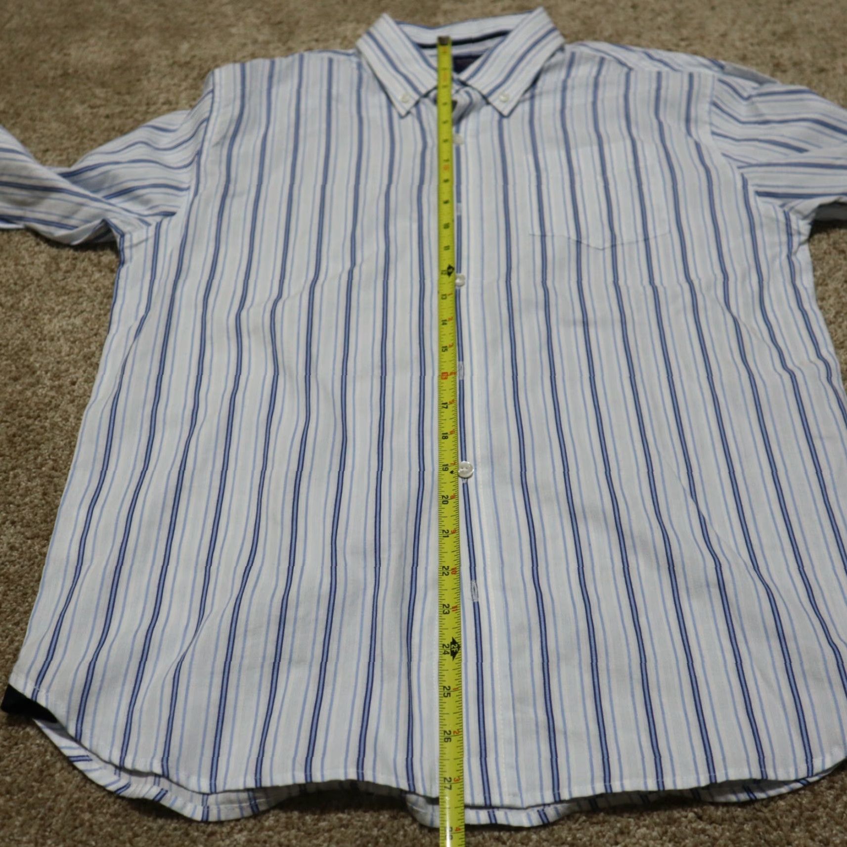 Arrow Arrow Shirt Dress Shirt Button-Down Collar XL 18 Blue Striped Men Size US XL / EU 56 / 4 - 6 Thumbnail