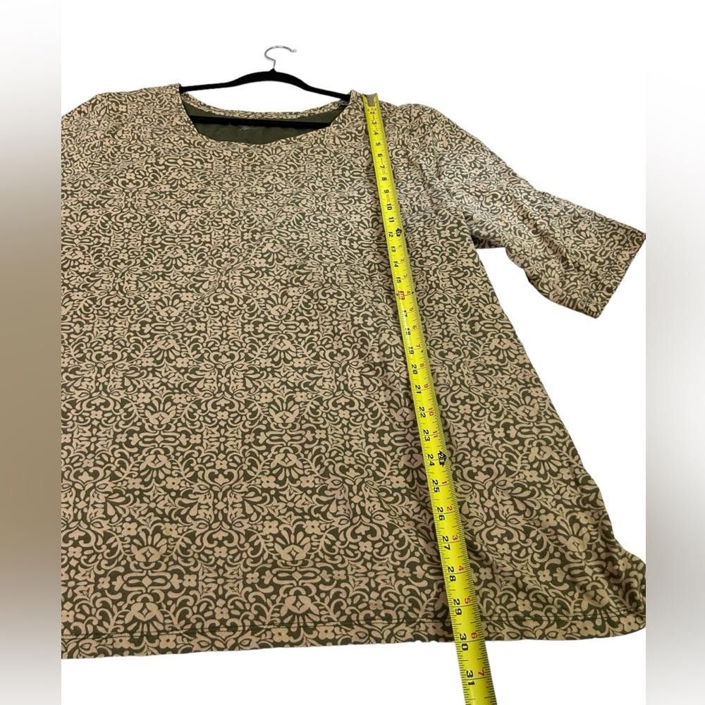 Designer Catherines l Green Beige Floral Top 2X Size XXL / US 16-18 / IT 52-54 - 4 Thumbnail