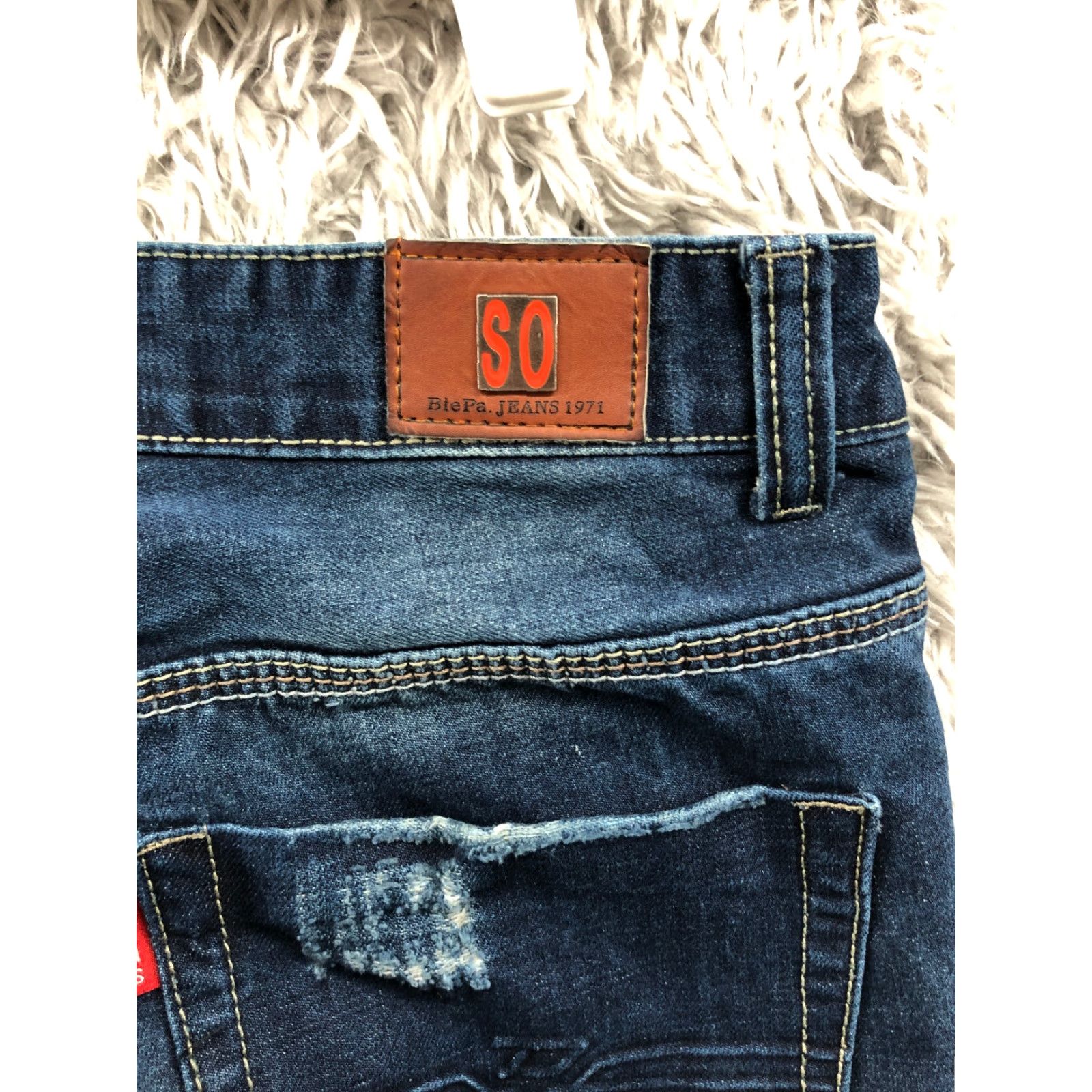 Denime BiePa Jeans Mens Size 31 Mid Rise Straight Leg Dark Wash Denim Blue Jeans Size US 31 - 6 Thumbnail