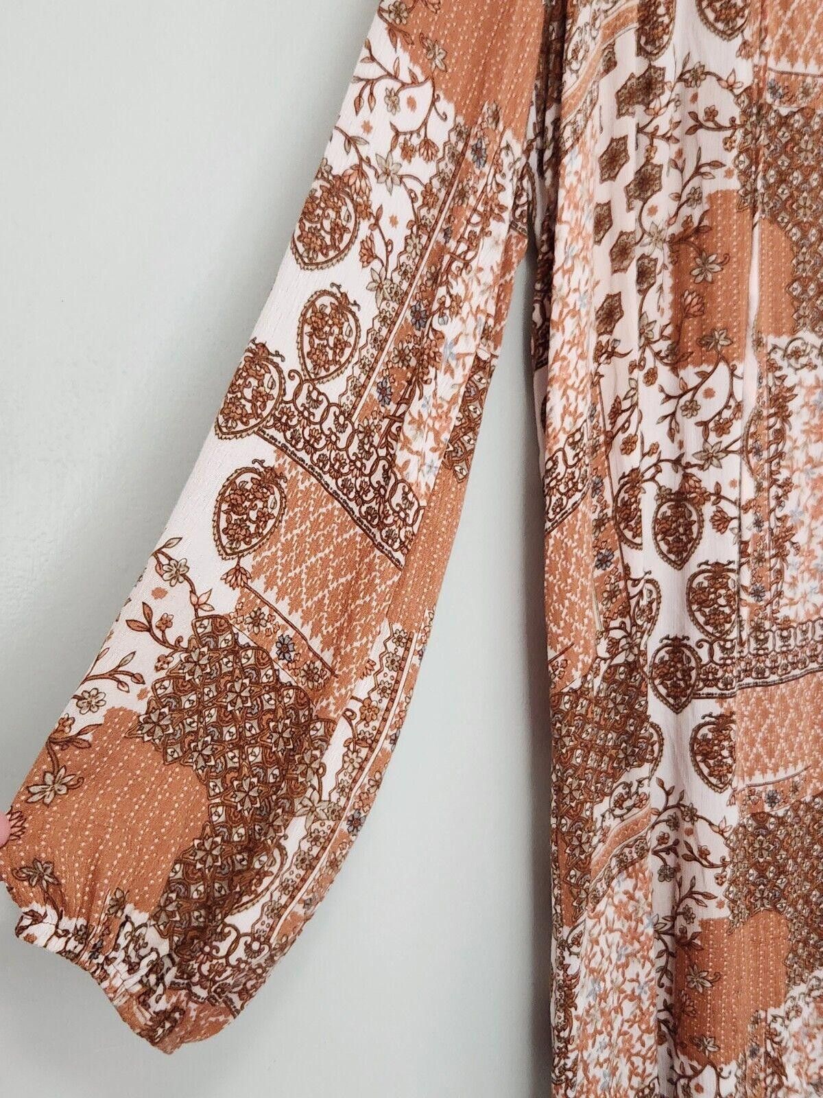 Designer Hashtag Dress Large Boho Hippie V Neck Long Sleeve Tunic Size L / US 10 / IT 46 - 7 Thumbnail