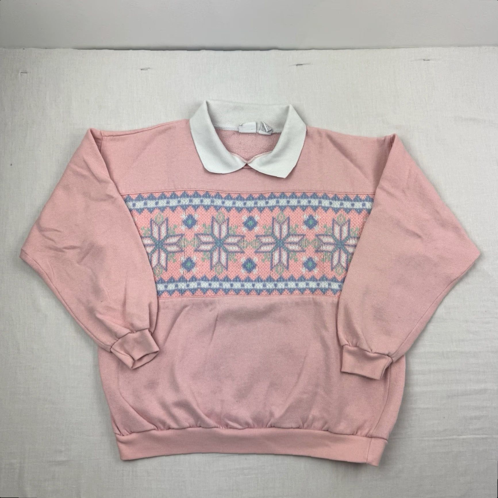 Vintage VINTAGE Honors Sweatshirt Shirt Womens Large Pink 90s Geometric Collared Pullover Womens L Geometric 90s Size L / US 10 / IT 46 - 2 Thumbnail