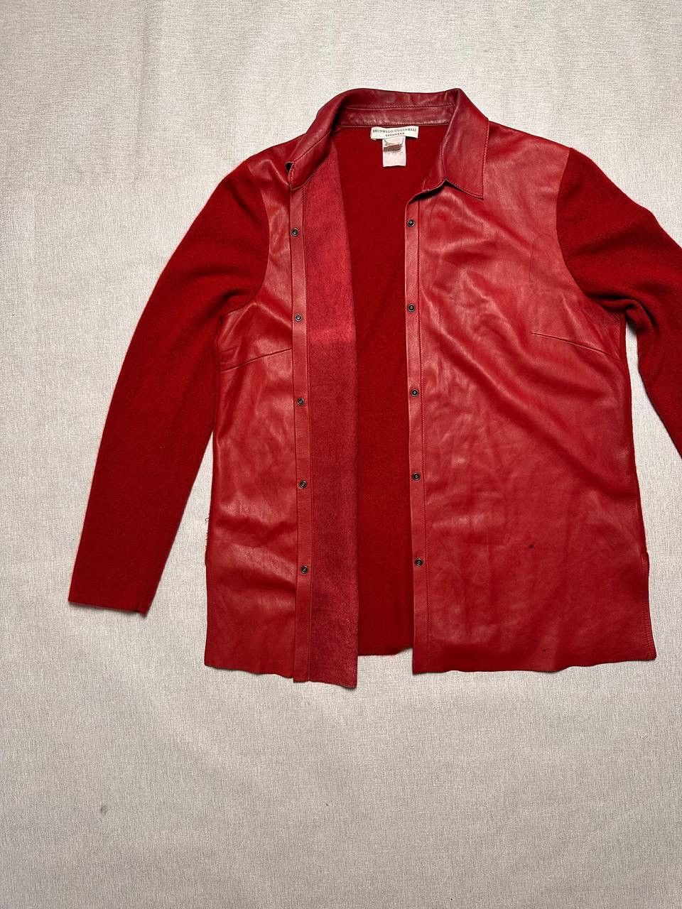 Brunello Cucinelli Brunello Cucinelli Red Leather & Cashmere Overshirt Vintage Size M / US 6-8 / IT 42-44 - 15 Thumbnail