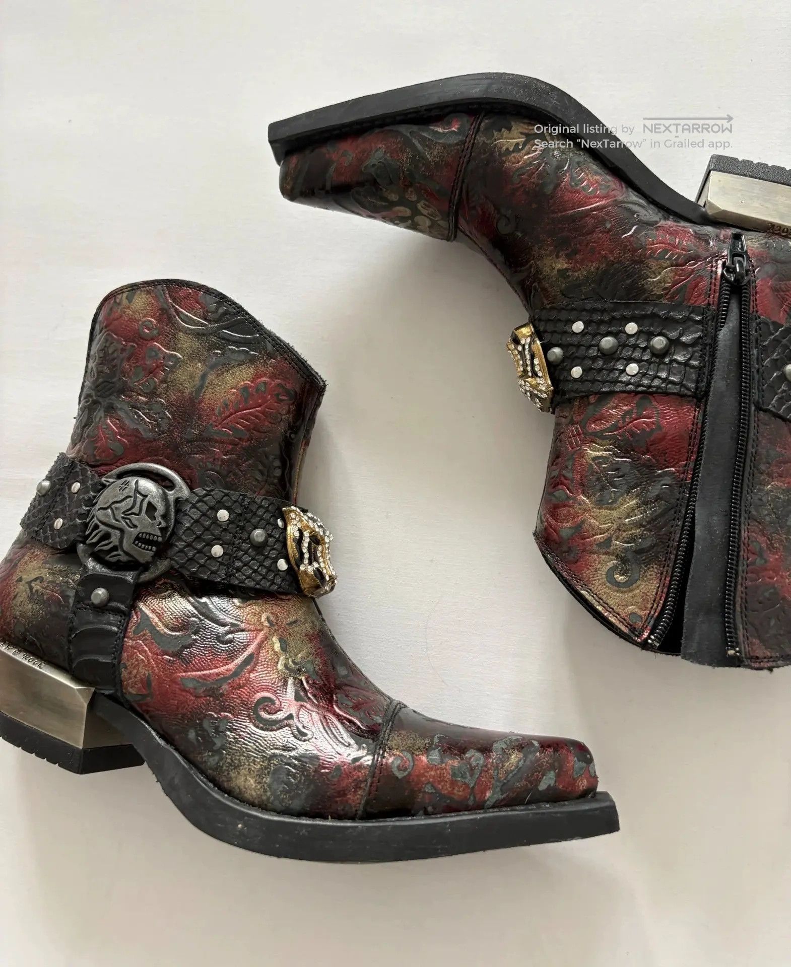 New Rock Metal Studded Pointed Toe Punk Boot 38 in Brown, Women's — image 4 of 6