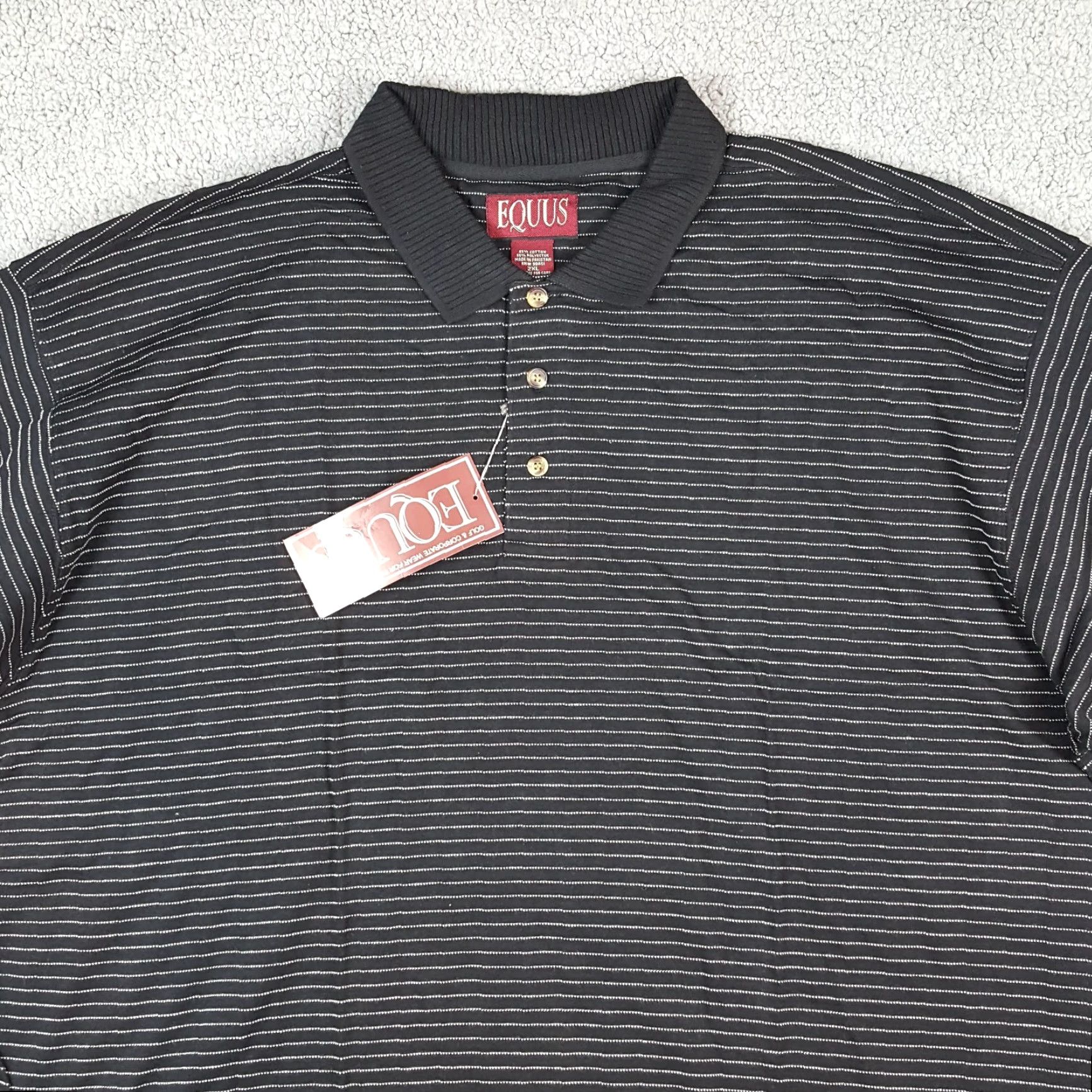 Vintage Vintage Equus Gray Striped Polo Shirt Men's Size 2XL Short Sleeve Casual Preppy 90s Size US XXL / EU 58 / 5 - 2 Thumbnail