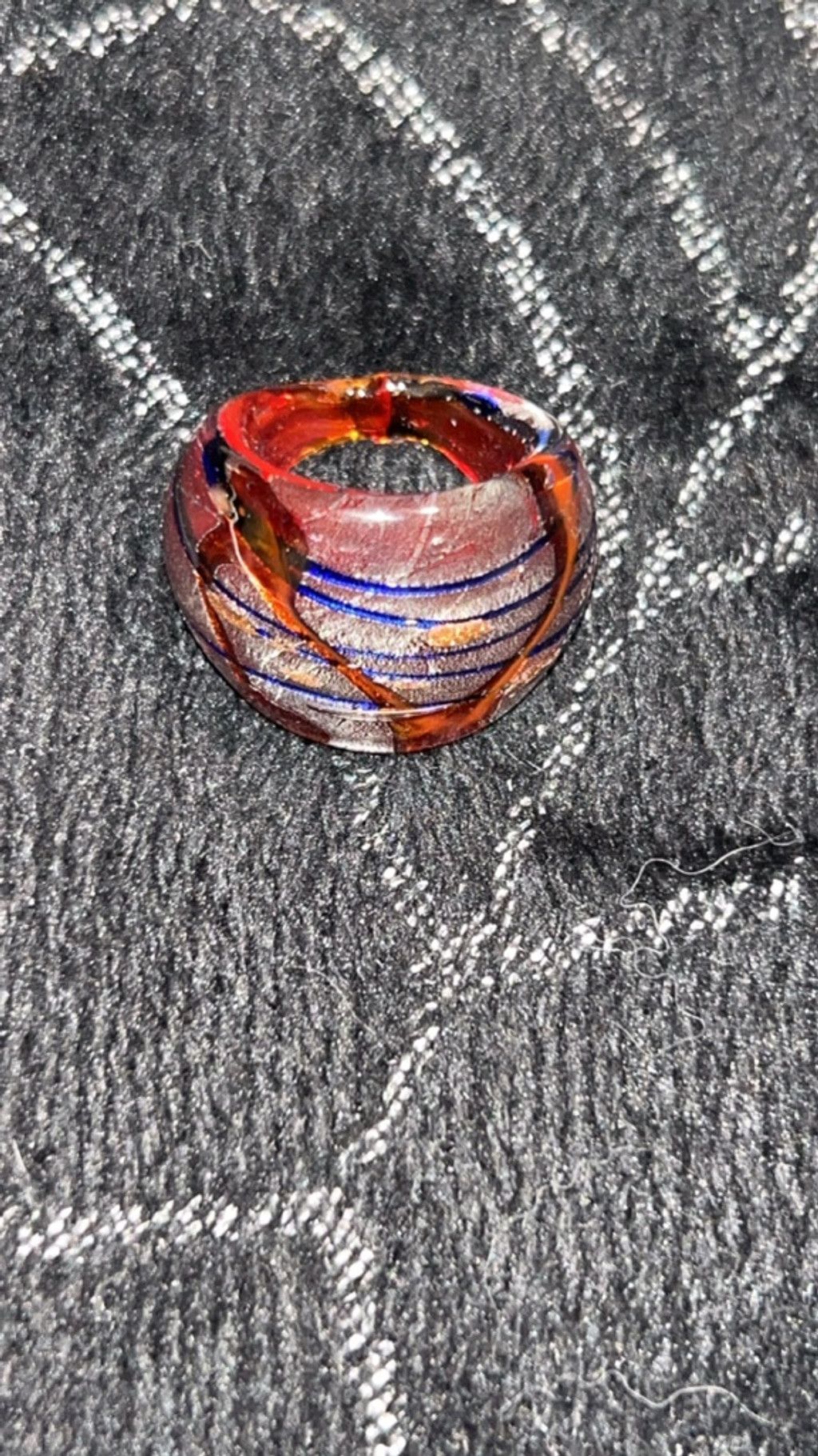 The Unbranded Brand Women's Red and Blue Glass Ring, One Size Size ONE SIZE - 1 Thumbnail