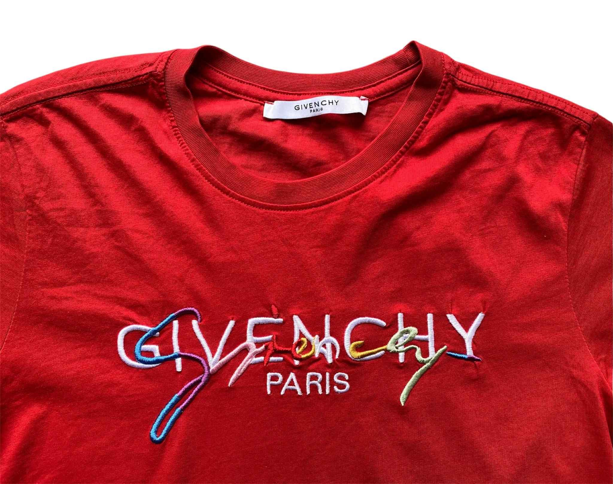 Givenchy Givenchy Paris Red Tee Embroidery Colorful Logo Size US S / EU 44-46 / 1 - 3 Thumbnail