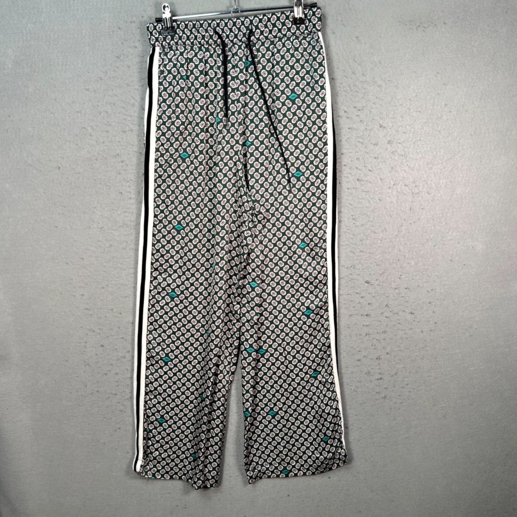 Maje Maje Pants Womens 1 Floral Wide-Leg Side Stripes 100% Viscose Elastic Casual Summer Fall Spring Green Womens Size 25" / US 0 / IT 36 - 2 Thumbnail