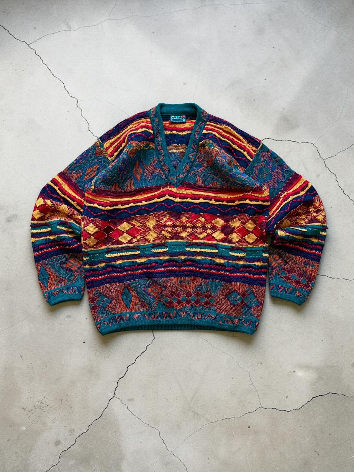 Coogi Coogi knitted wool 3D sweater/ rainbow / multicolour /floral Size US M / EU 48-50 / 2 - 1 Thumbnail
