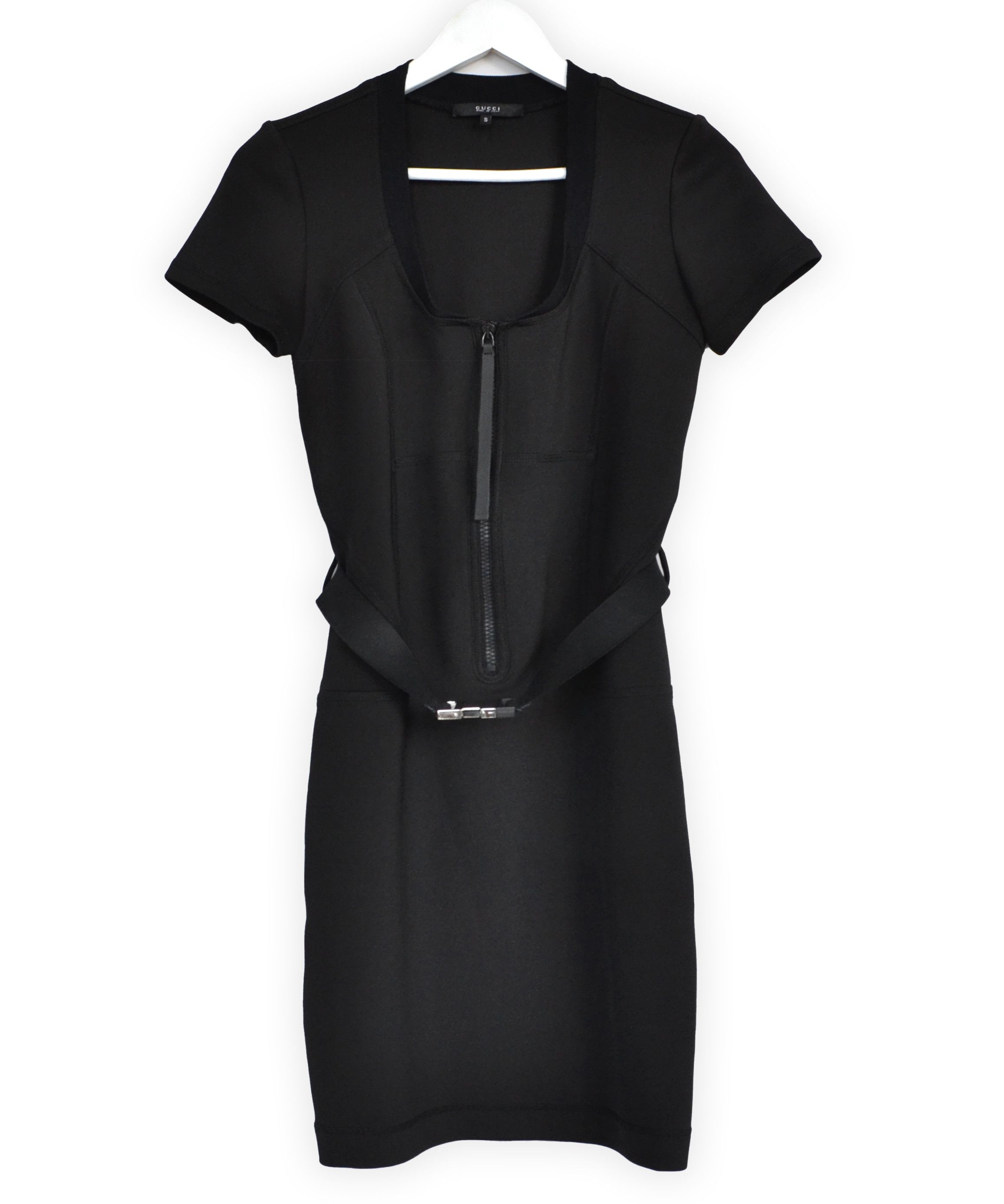 Gucci GUCCI Dress Neoprene Belt Logo Zip Womens 2009 Black S Size S / US 4 / IT 40 - 2 Thumbnail