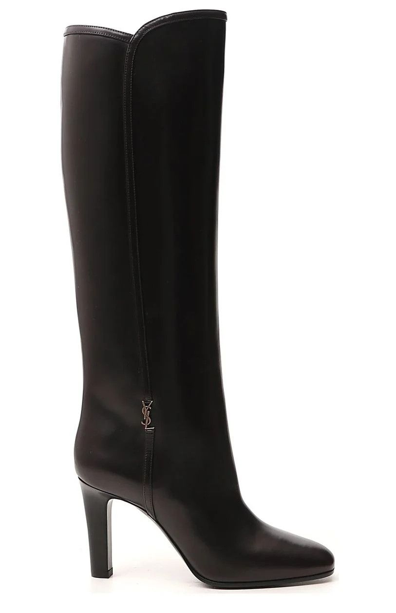 image of Saint Laurent Paris Jane Monogram Boots In Smooth Leather in Black, Women's (Size 5)