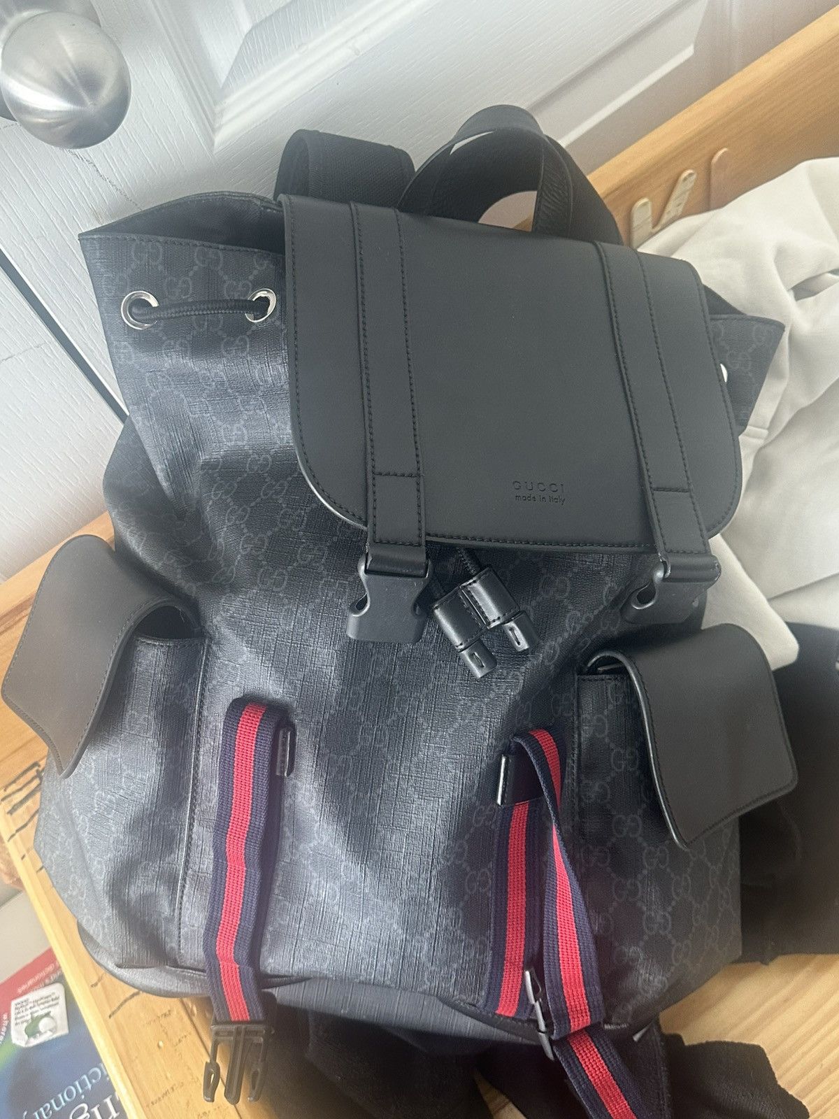Gucci Gucci Black Supreme GG Monogram Backpack Size ONE SIZE - 1 Thumbnail