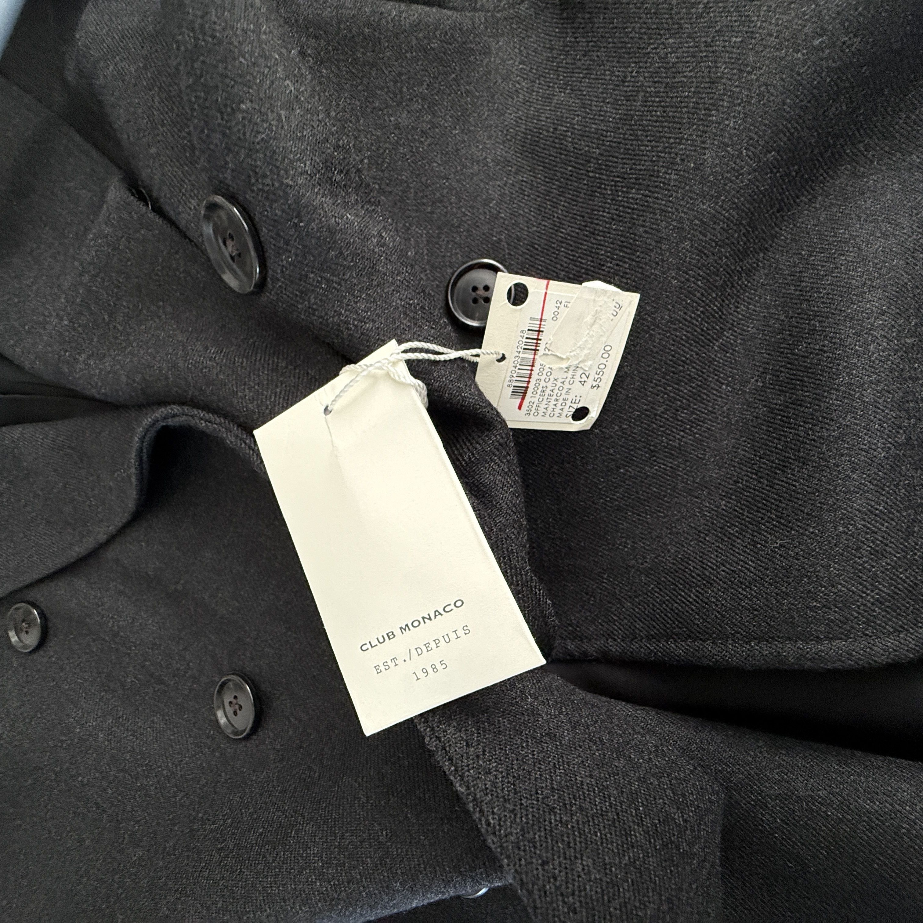 Club Monaco Club Monaco Men's Winter Wool Coat, Black, Size 42 Size US L / EU 52-54 / 3 - 11 Thumbnail