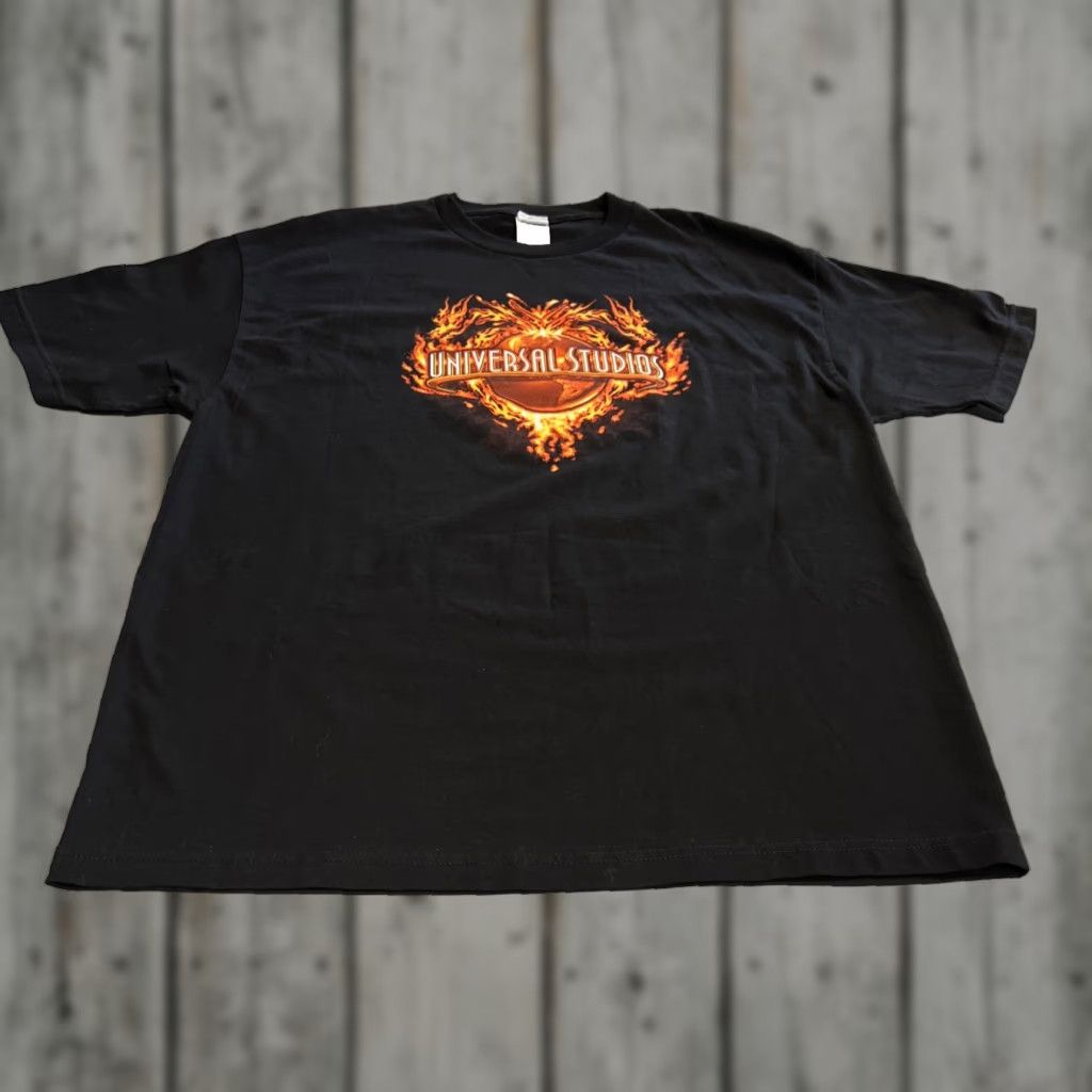 Vintage VINTAGE Universal Studios Men’s XL Black T Shirt Flaming World Shirt Adults XL Black Flaming World Universal Studios Hollywood Mens T-Shirt Size US XL / EU 56 / 4 - 1 Thumbnail
