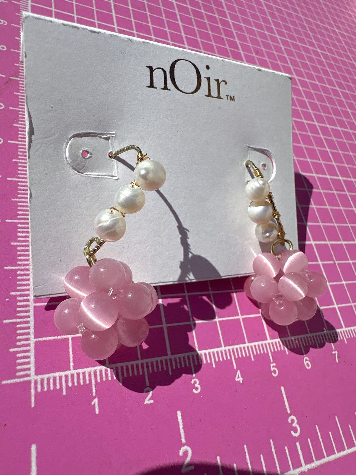 Designer Noir earrings gold tone pink tiger eyes beaded ball drops Size ONE SIZE - 5 Thumbnail
