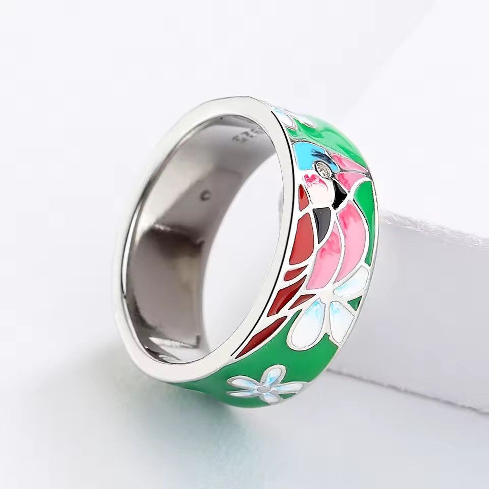 Jewelry Enamel Art Ring size 6-10 Size ONE SIZE - 2 Thumbnail