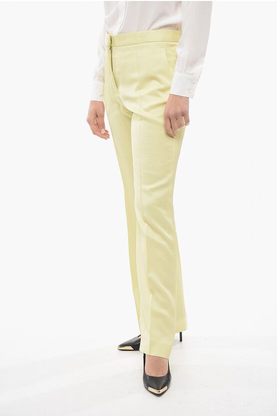 image of Jil Sander Straight Fit Viscose Satin Pants With Flush Pockets in Yellow, Women's (Size 28)