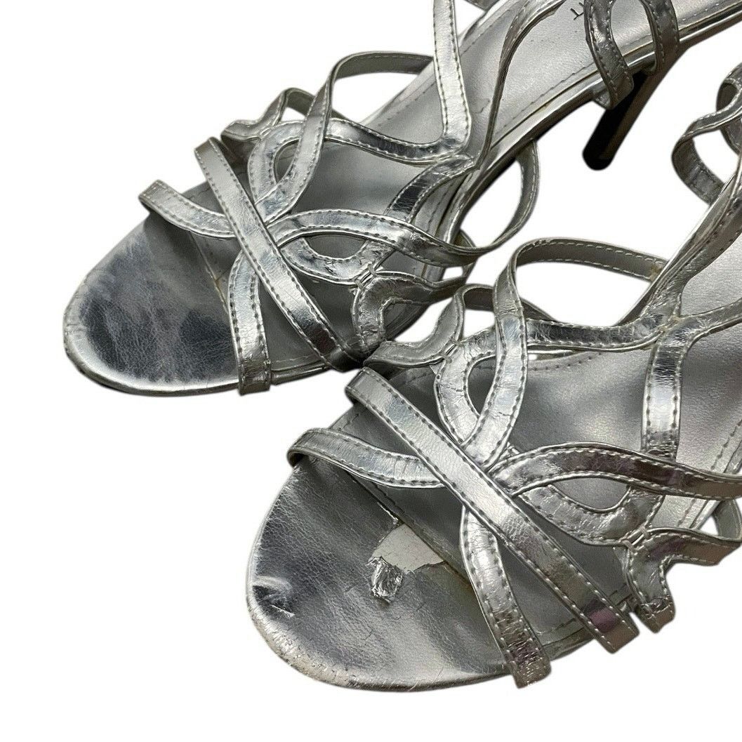 Other Fioni Night Silver Strappy Open Toe Stiletto High Heels Size US 8 / IT 38 - 4 Thumbnail