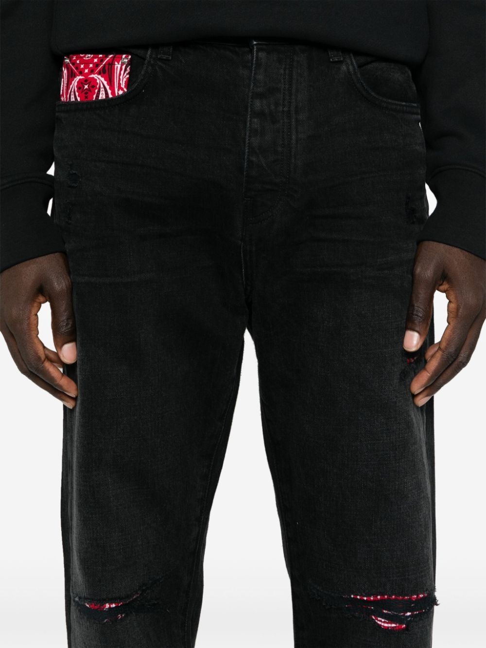 Amiri o1s1wg110725 Bandana Repair Straight Jeans in Black Size US 36 / EU 52 - 6 Thumbnail