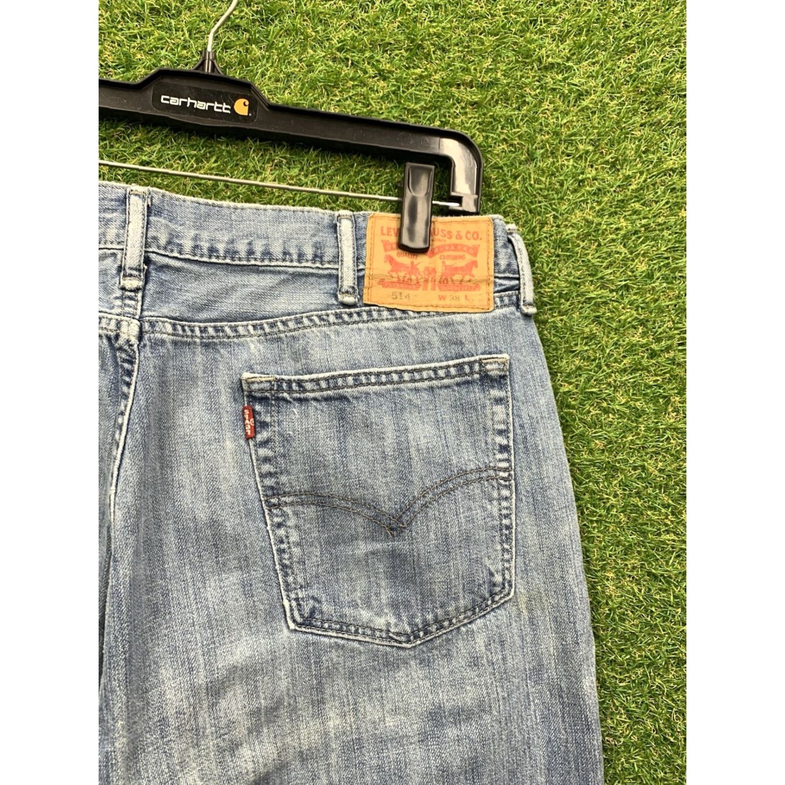 Levi's Levi's 514 Jeans Slim Straight 36x30 Light Wash Blue Denim Mens Casual Retro Size US 36 / EU 52 - 3 Thumbnail