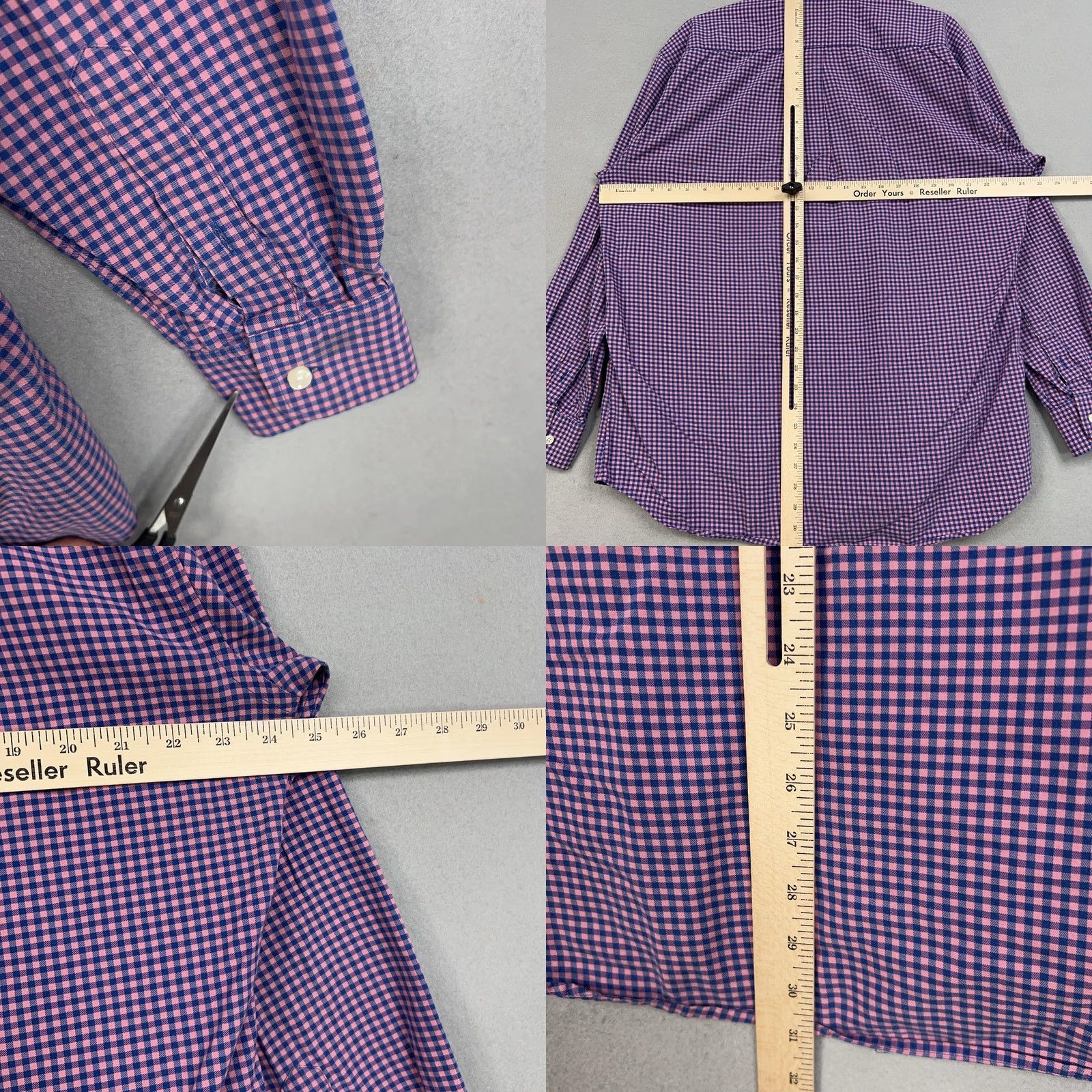 Pinko Turtleson Shirt Mens Large Pink Blue Gingham Button-Down Collar Long Sleeve Shirt Size US L / EU 52-54 / 3 - 9 Thumbnail