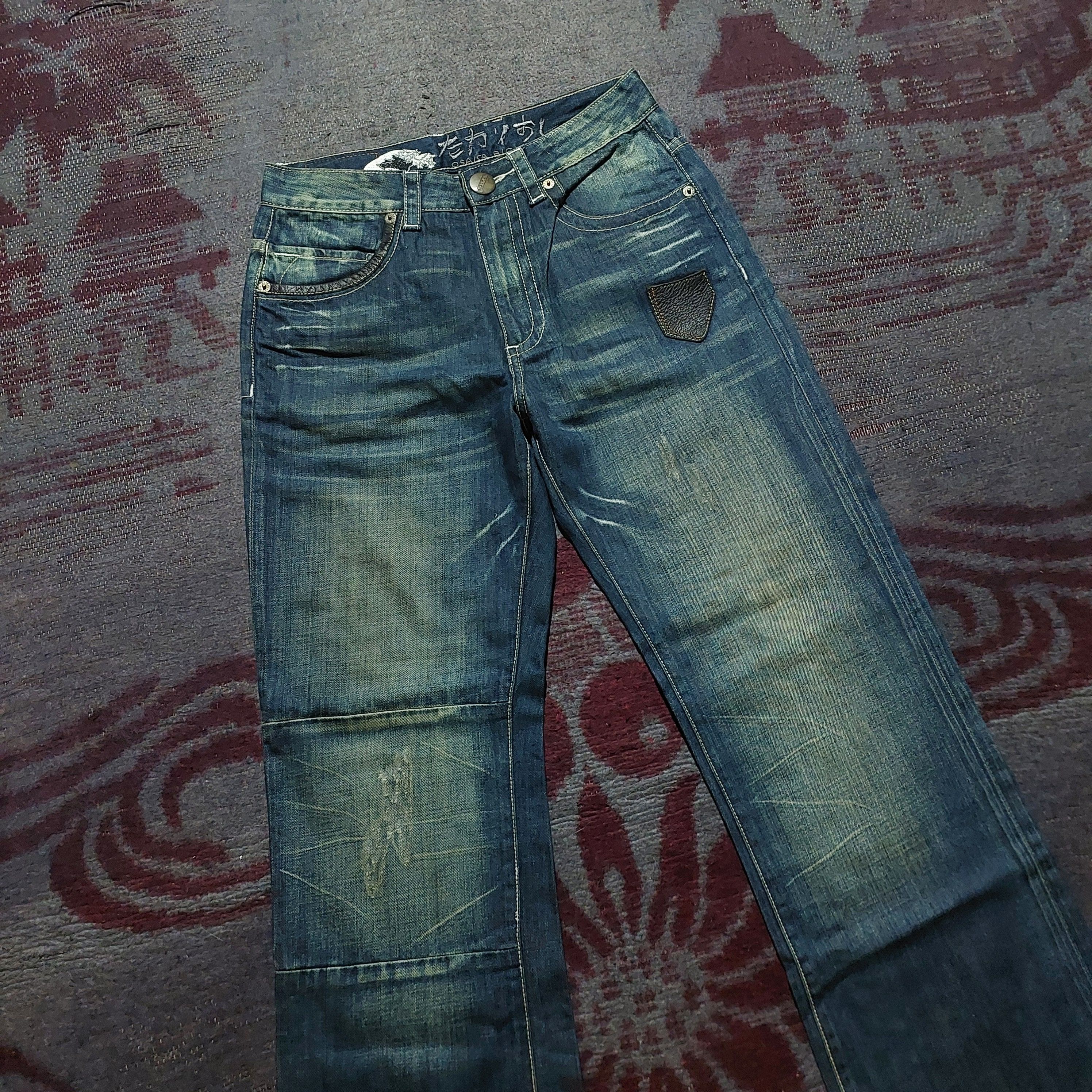 Tornado Mart OSAKA BIG TRAIN feather tendon pattern distressed jeans Size US 29 - 5 Thumbnail