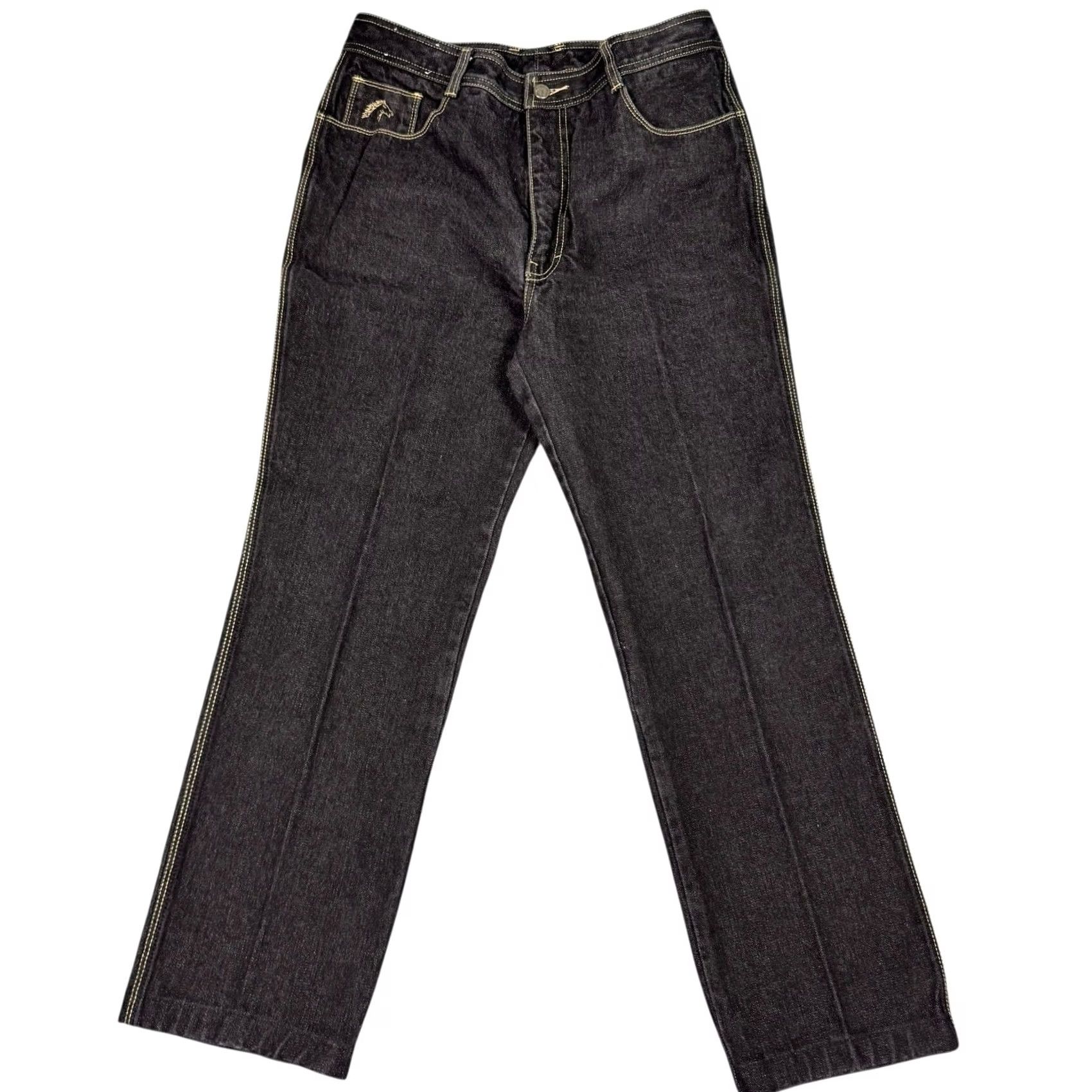 Jordache VINTAGE Jordache Jeans Mens 32x28 Charcoal Denim Thick Stitch Horse Head 90s Size US 33 - 4 Thumbnail