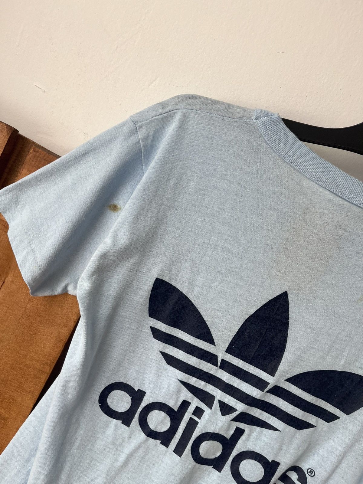 Adidas Vintage 1970s Adidas double sided big logo t shirt Size US S / EU 44-46 / 1 - 6 Thumbnail