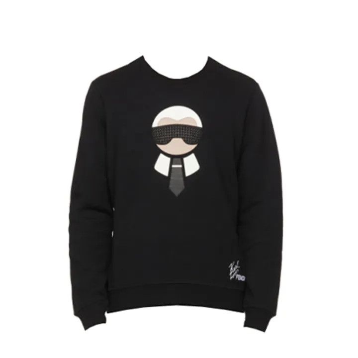 Fendi Fendi Black Graphic Long Sleeve Sweatshirt 0079 Size US L / EU 52-54 / 3 - 1 Thumbnail