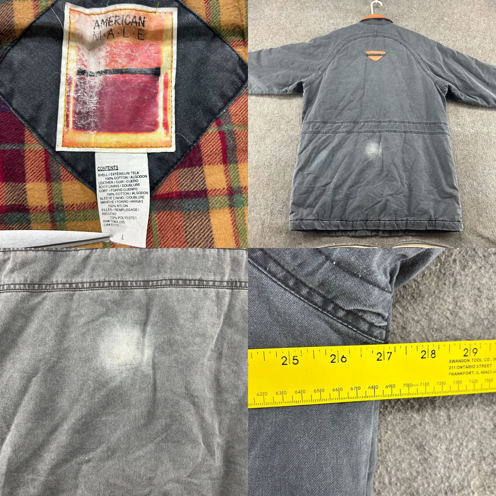 Vintage VINTAGE American Male Coat Mens L Gray Chore Barn Flannel Lined Toggle Long 90s Pea Coat, Zip, Button, Lined, Cotton Blend, 90s Theme Mens Size US L / EU 52-54 / 3 - 8 Thumbnail