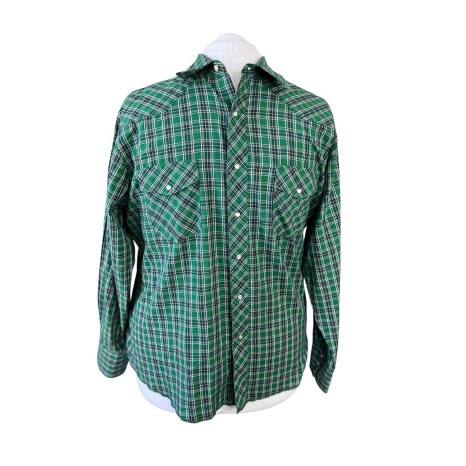 Wrangler Wrangler VTG Western Shirt XL Pearl Snaps Plaid 36.5 Sleeve Size US XL / EU 56 / 4 - 1 Thumbnail