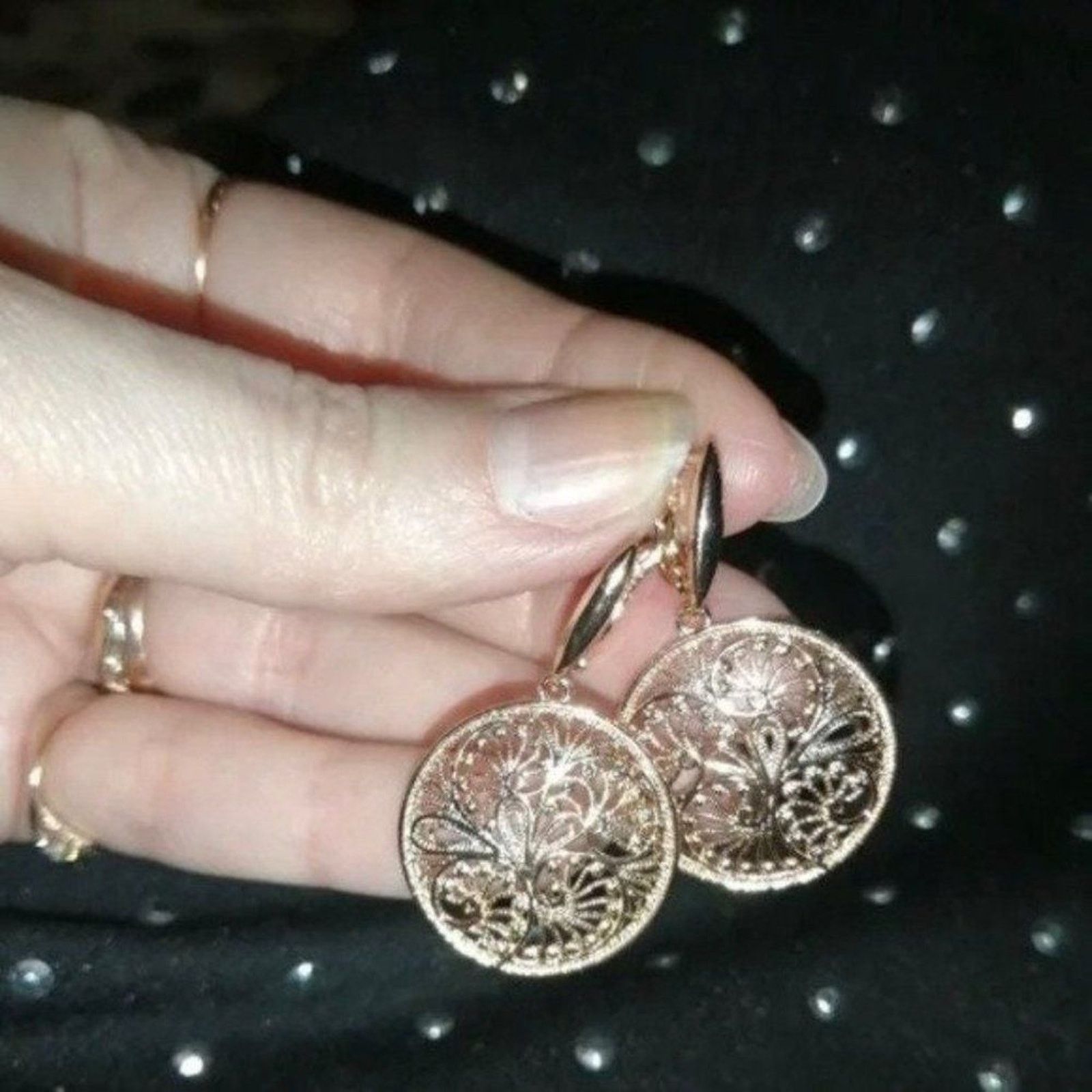 Other New Gorgeous 585 Rose Gold Circle Lace Filigree Dangle Size ONE SIZE - 6 Thumbnail