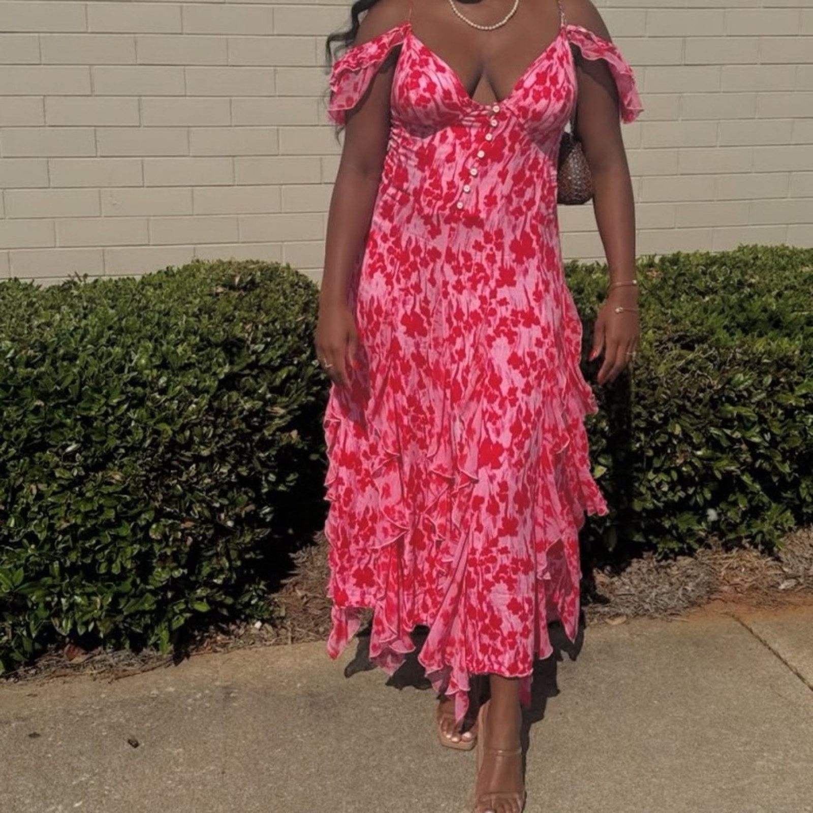 Free People Free People Endless Cascades Maxi Dress Pink & Red Floral Size L / US 10 / IT 46 - 10 Thumbnail