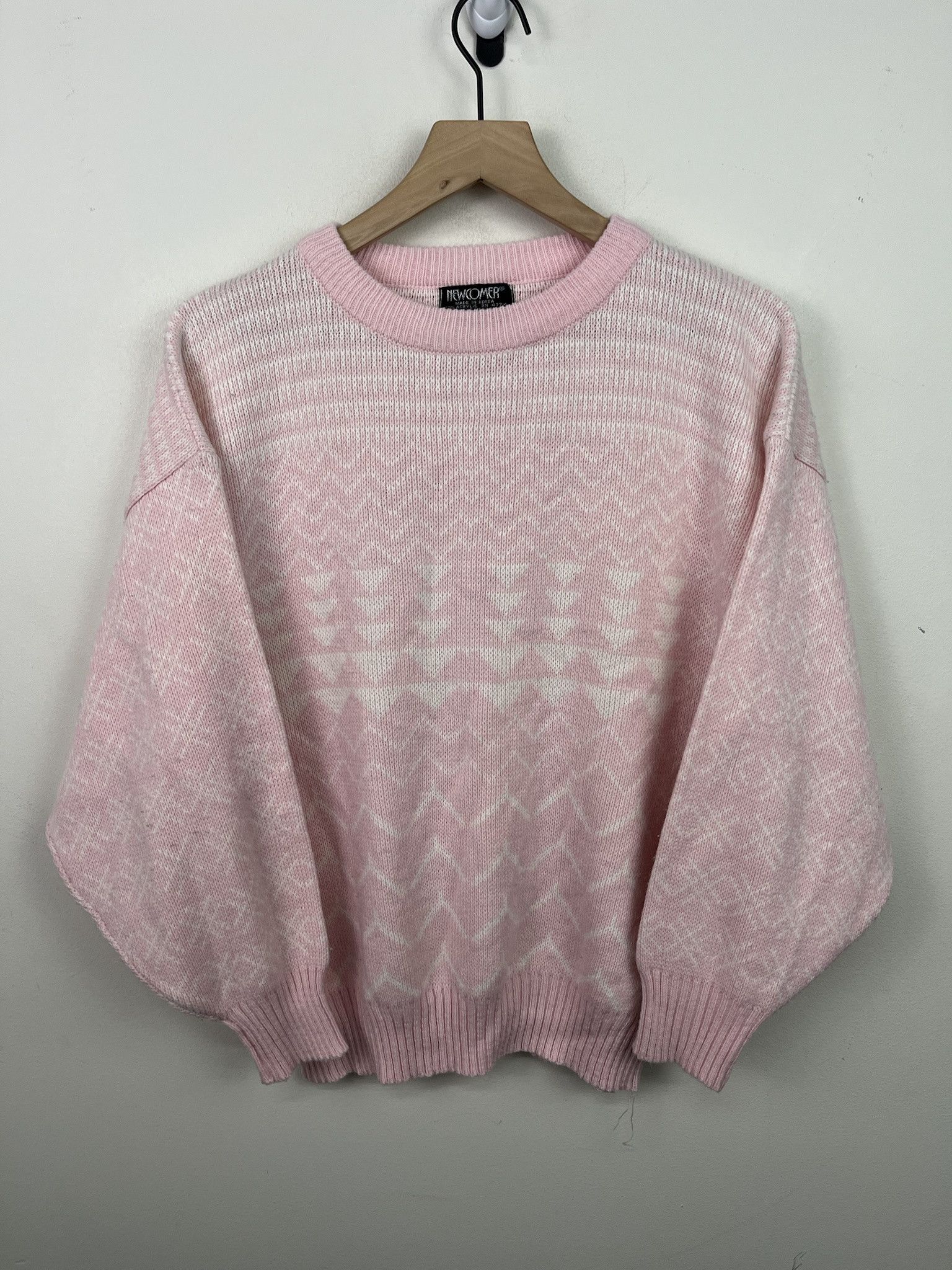 Vintage Vintage 90s Pink Pattern Knit Sweater Size L Size US L / EU 52-54 / 3 - 1 Thumbnail
