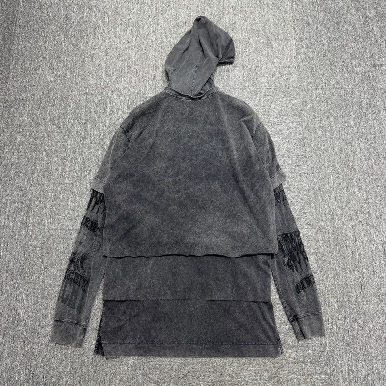 Givenchy Givenchy Washed Distressed Triple-layer Patch Hooded Shirt Size US M / EU 48-50 / 2 - 4 Thumbnail