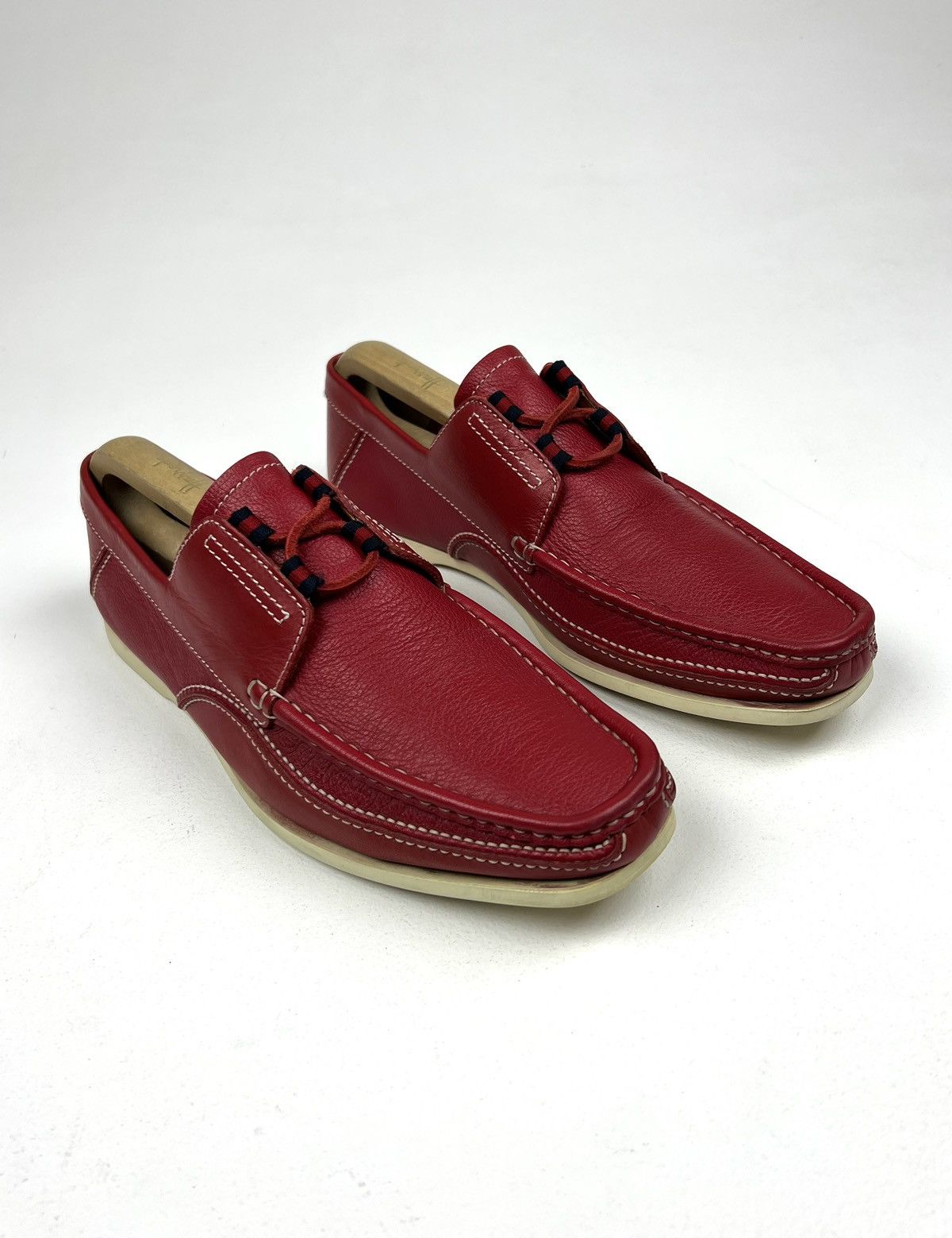 Gucci GUCCI Loafers Leather Shoes Lace Up Web Logo Red Men’s Size US 10 / EU 43 - 2 Thumbnail