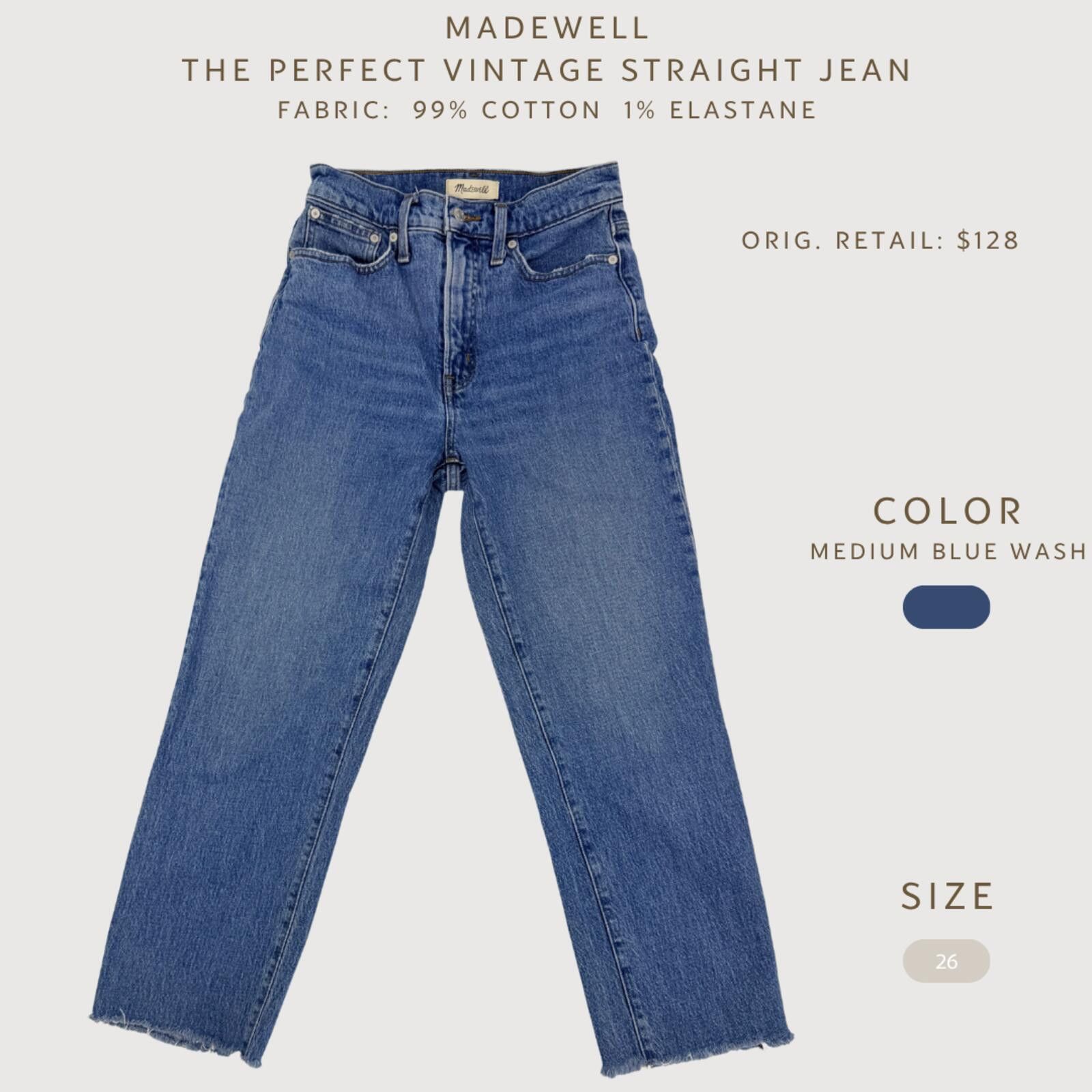 Madewell Madewell Vintage Straight Jeans High Rise Medium Wash 26 Size 26" / US 2 / IT 38 - 2 Thumbnail