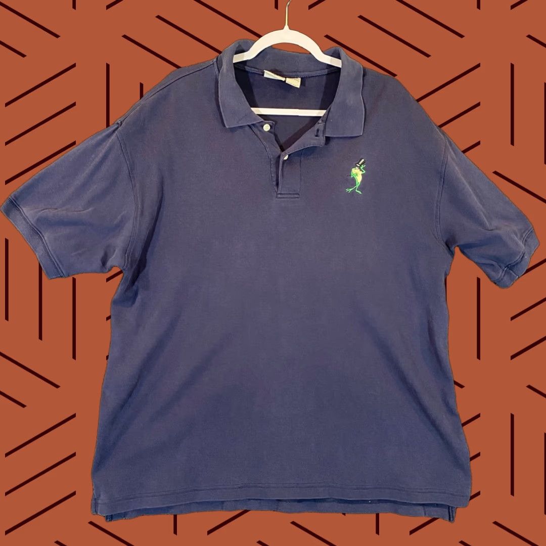 Vintage Looney Tunes Michigan J. Frog Polo Men XL Navy Blue 90s Cartoon S/S Polo, 100% Cotton, Blue, Regular Fit, Golf, Acme Clothing Co. Vintage No Size US XL / EU 56 / 4 - 1 Thumbnail
