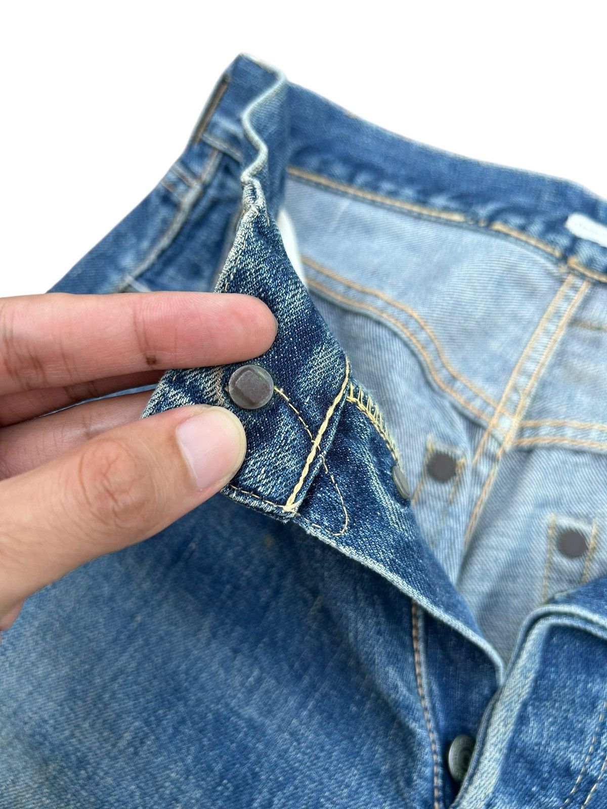 Levi's 50s Vintage Levis big E Hidden Rivet Short Denim Jeans Rare Size US 27 - 6 Thumbnail