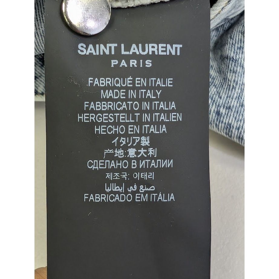 Saint Laurent Paris o1rshd1 Baggy Cropped Organic Jeans in Heavy Marble Blue Size US 36 / EU 52 - 18 Thumbnail