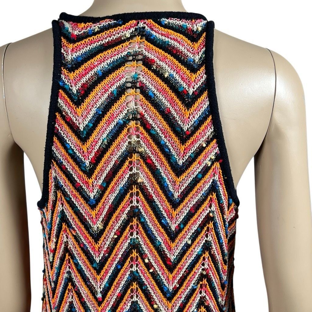 Zara Zara Knit Multicolor Chevron Maxi zigzag Dress Sleeveless Crochet Style Size M (029) Size M / US 6-8 / IT 42-44 - 7 Thumbnail