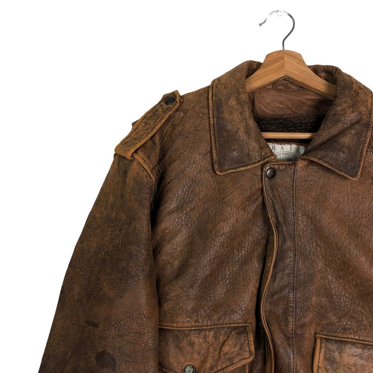 Genuine Leather 🔥Vtg Bomber Leather Jacket Fly Military Mother Harajuku Size US M / EU 48-50 / 2 - 7 Thumbnail