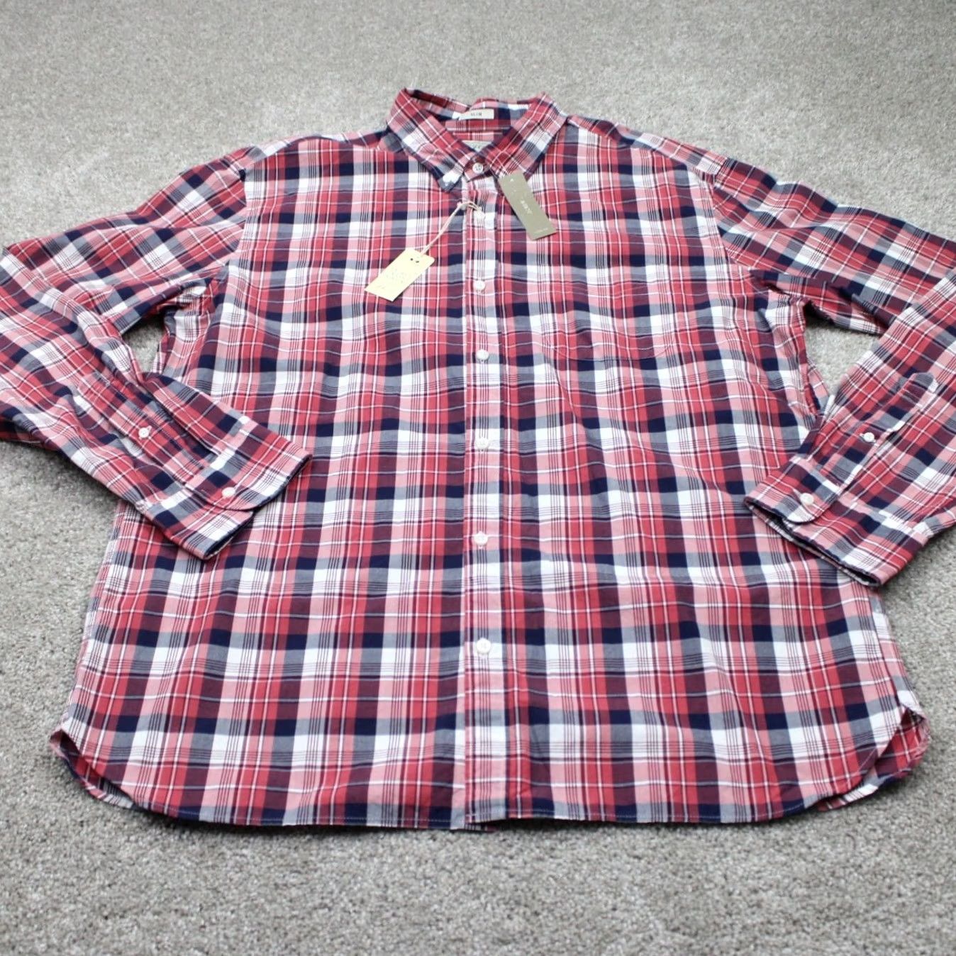 J.Crew J. Crew Shirt Mens XL Red/Blue Plaid Button-Up Slim Fit Cotton Long Sleeve Size US XL / EU 56 / 4 - 2 Thumbnail