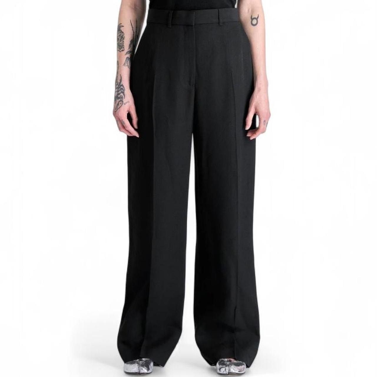 Casablanca Casablanca Black Silk-Blend Wide-Leg Trousers Size 26" / US 2 / IT 38 - 1 Thumbnail